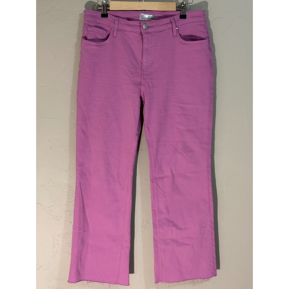 kut from the kloth kelsey fab ab ankle flare size 12 orchid pink frayed hem